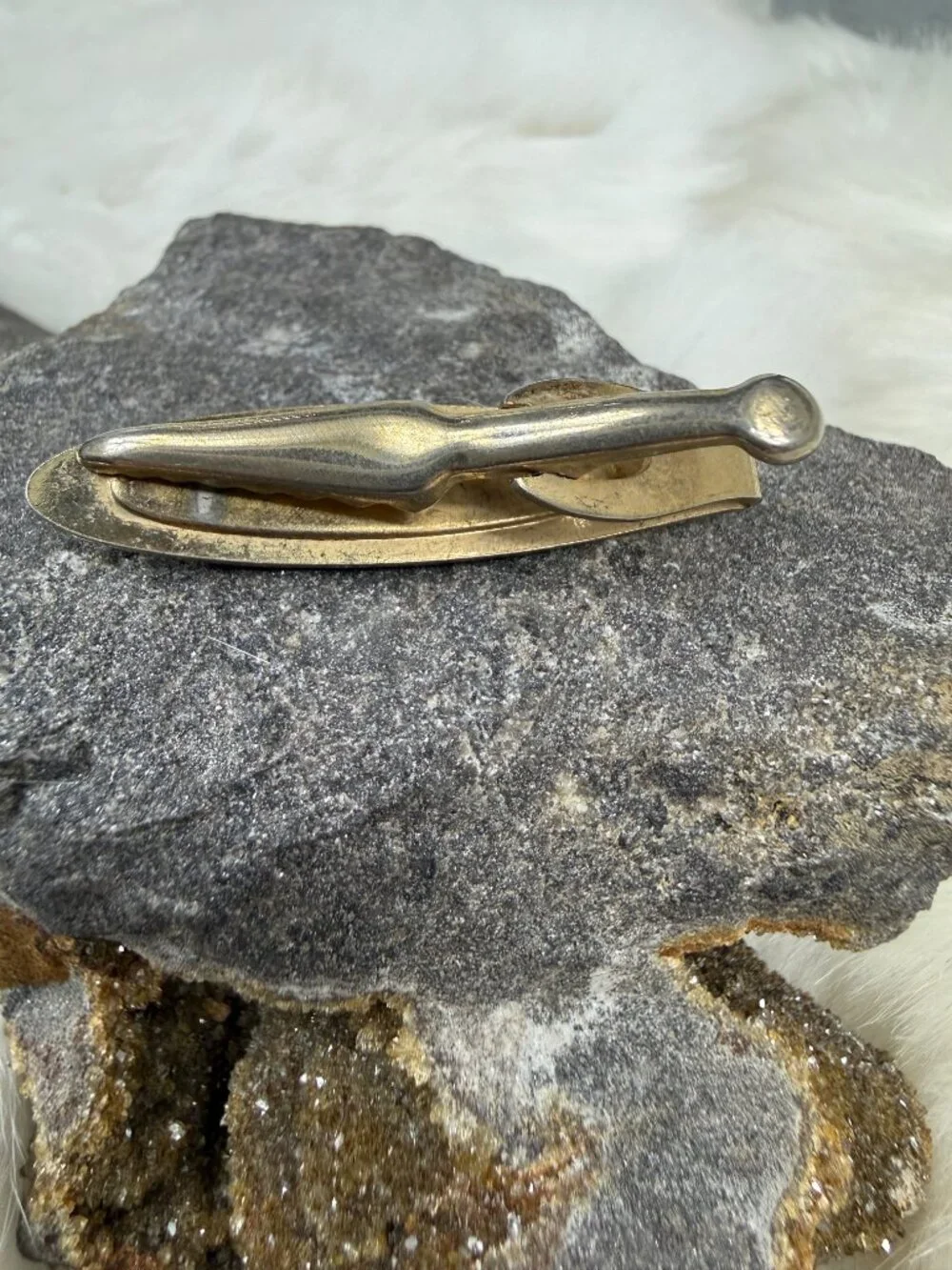 Vintage Gold Tone & Red Alligator Tie Clip